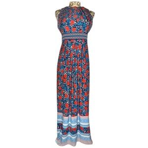 Elegant Wisp Pamela Floral Maxi Dress in Blue & Red